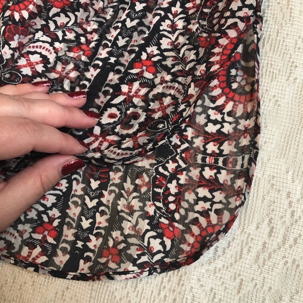 1.State sheer lace up patterned peasant top - Picture 5 of 9